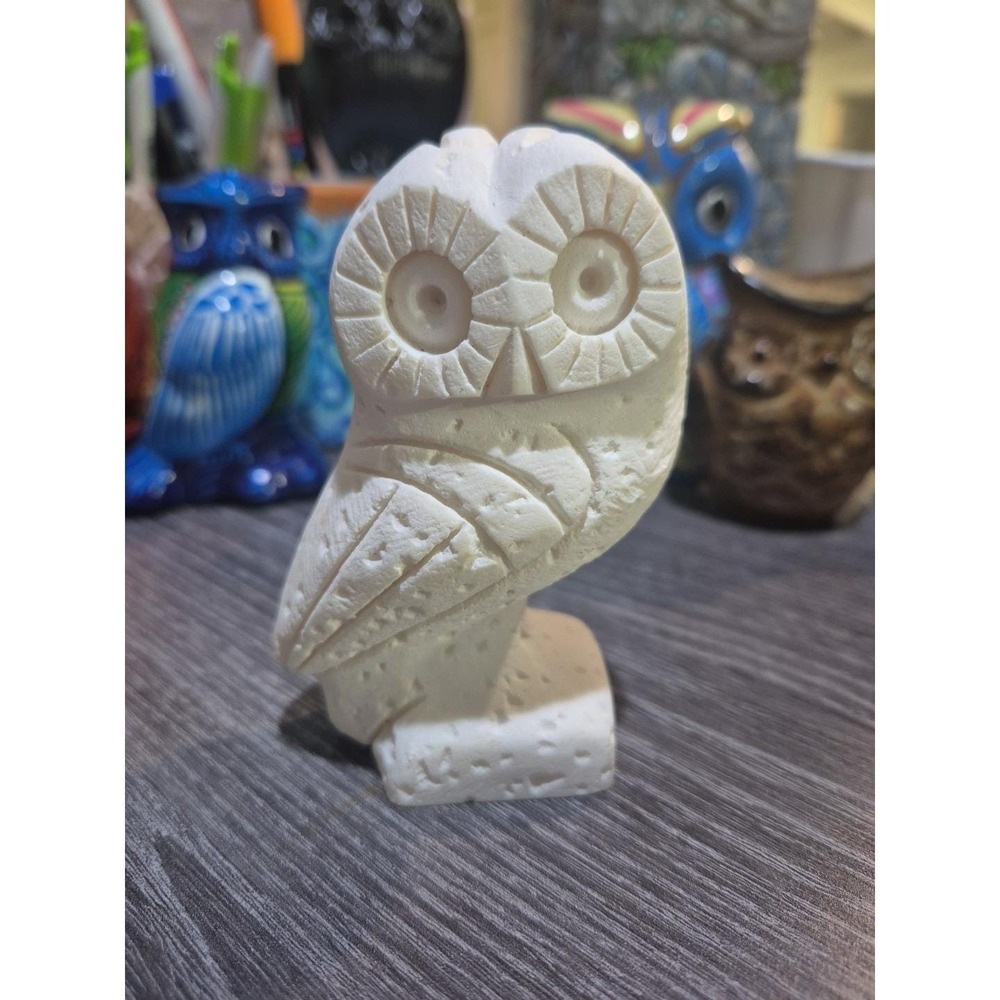 Alabaster Owl Hand‎ Carved in Greece